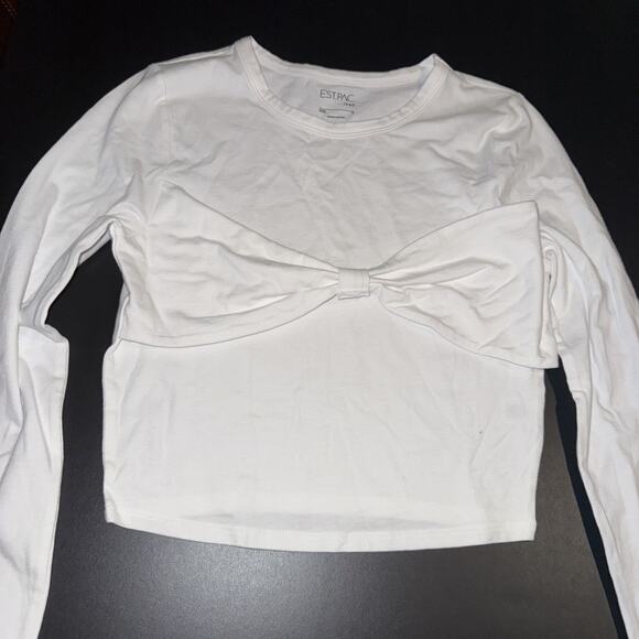 New Pacsun White Long Sleeve Crop Top By EST.PAC 1980 For Women Size S With bow - Picture 1 of 5
